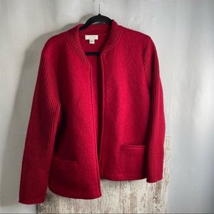 Vintage Christopher & Banks red wool zip cardigan sweater size Large